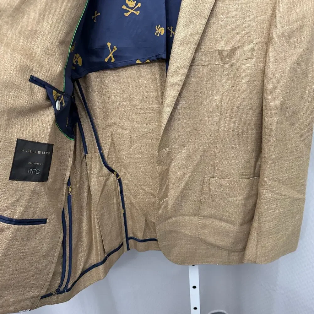 J Hilburn Bamboo Blazer Mens 42S Woven Unstructured Light Brown Tan Two Button